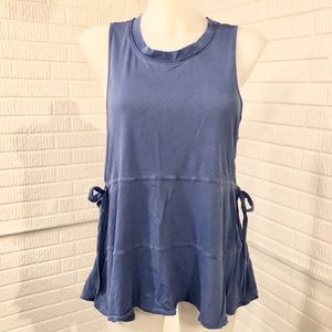 Blue Side Tie Tank Top